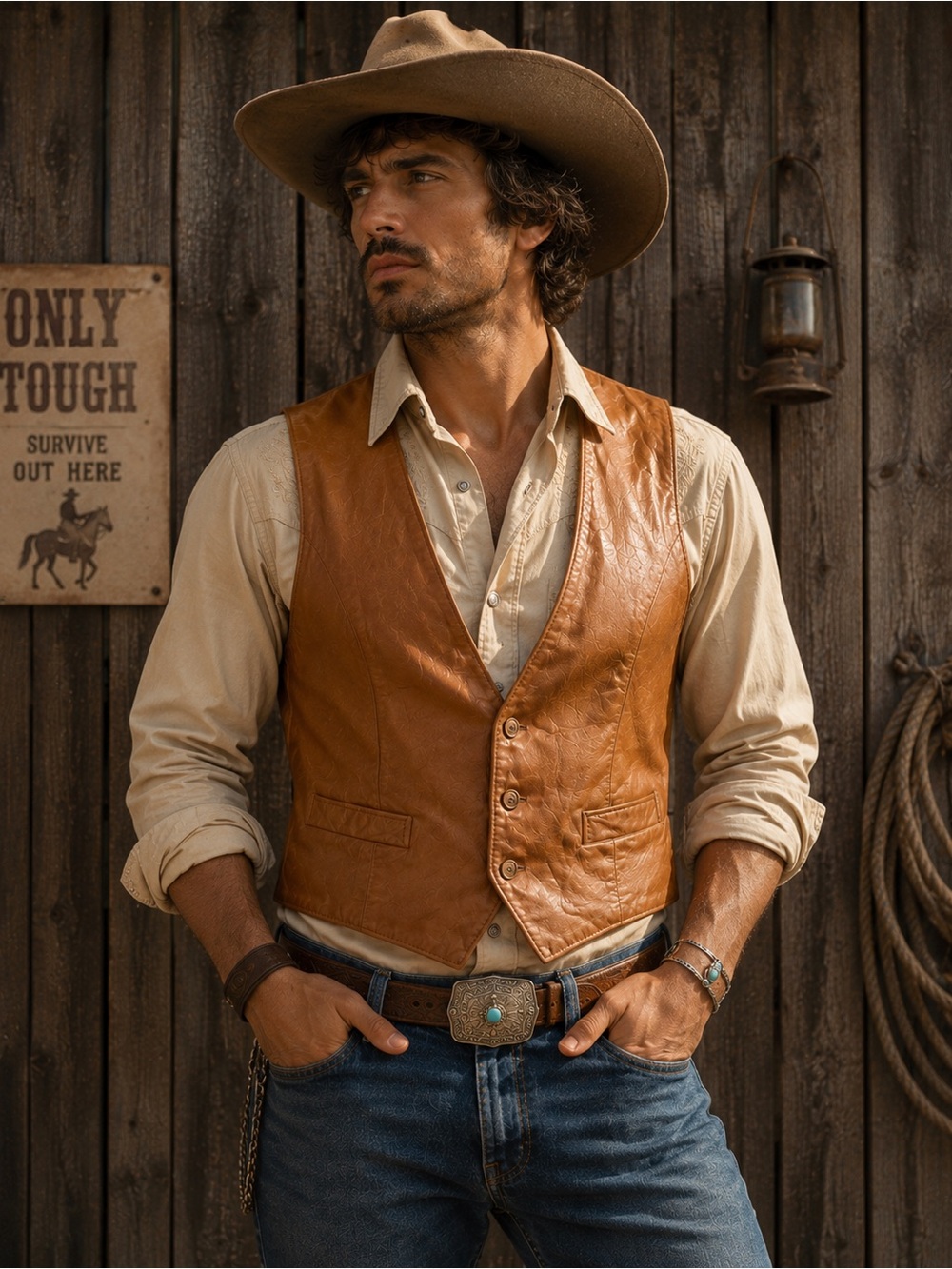 Vintage NETO Vancouver Canada Leather Vest Tan Brown Leather Pockets Unisex